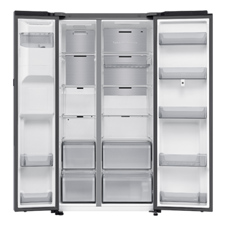 Bespoke AI Refrigerator SBS -Family Hub Front-Open-without-food Silver 