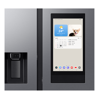 Bespoke AI Refrigerator SBS -Family Hub Detail-Screen1 Silver 