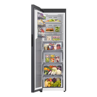 Frysere One Door Auto Open Door 186cm Front-Open-With-Food2 Black 