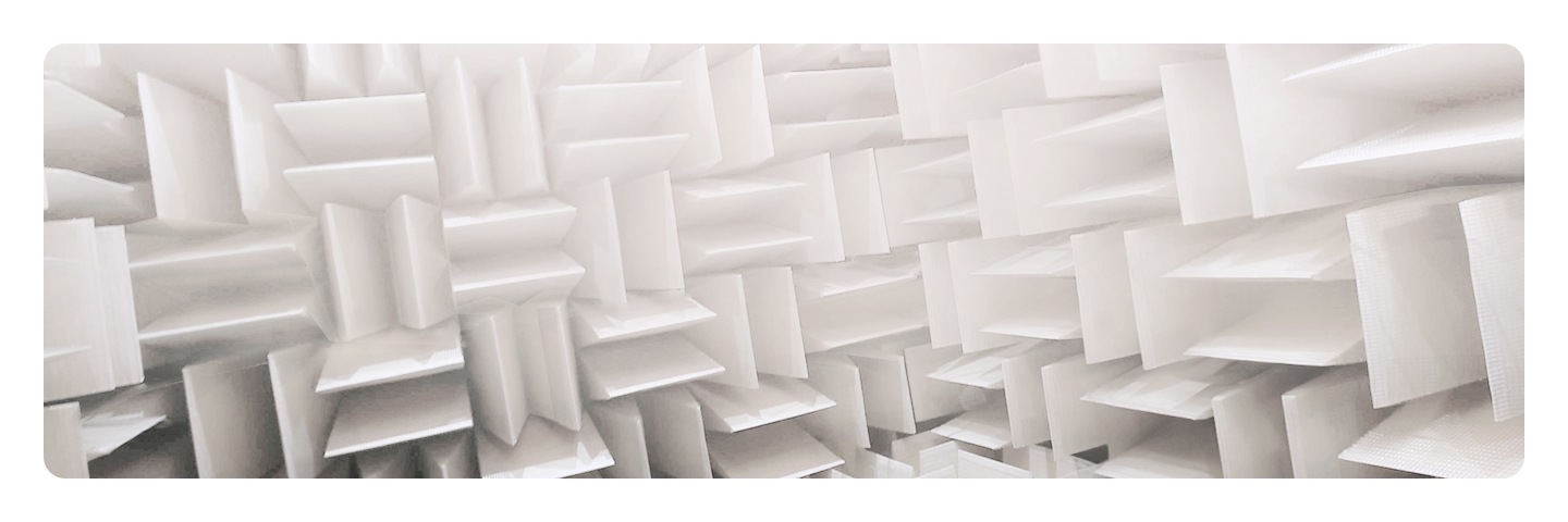 A close up of an anechoic chamber used to test soundbars.