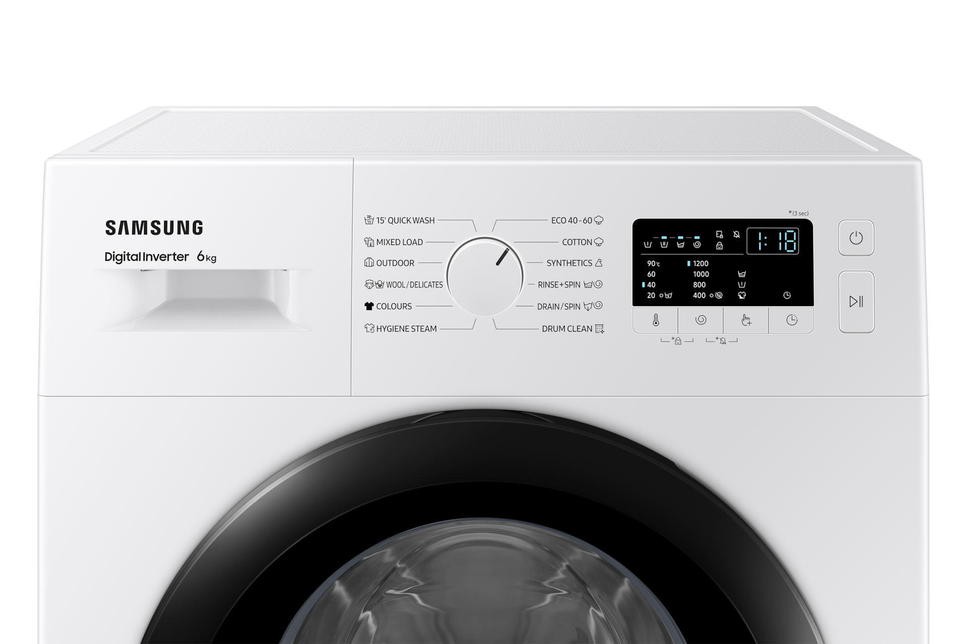 6kg WW3000AM Front loading Washer with Digital Inverter Technology and Hygiene Steam Detail2 White 