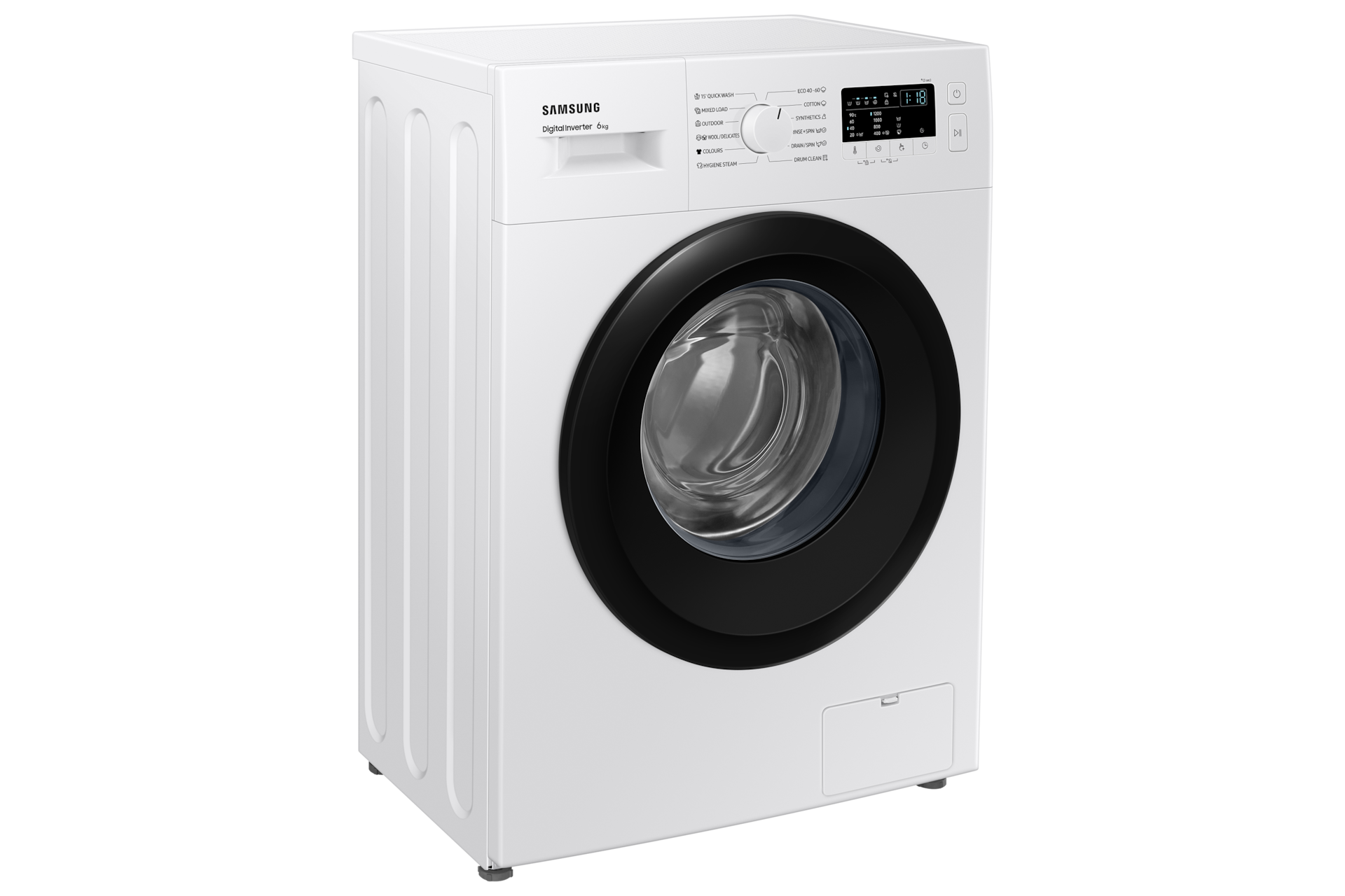 6kg WW3000AM Front loading Washer with Digital Inverter Technology and Hygiene Steam L-Perspective White 