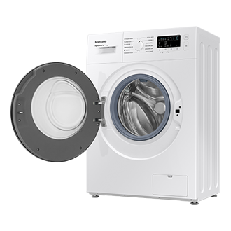 6kg WW3000AM Front loading Washer with Digital Inverter Technology and Hygiene Steam R-Perspective-Open White 