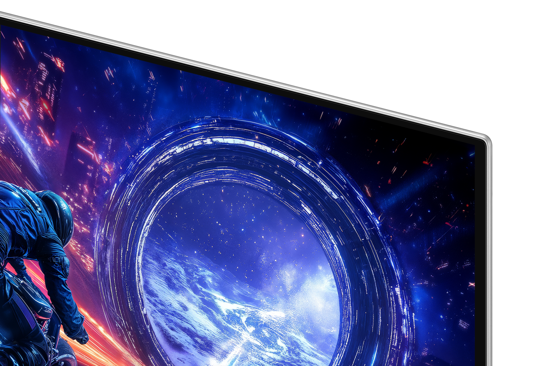 شاشة ألعاب Odyssey OLED G6 طراز G60SF مقاس 27 بوصة بدقة QHD ومعدل تحديث 500 هرتز باللون الفضي مع توضيح التفاصيل 