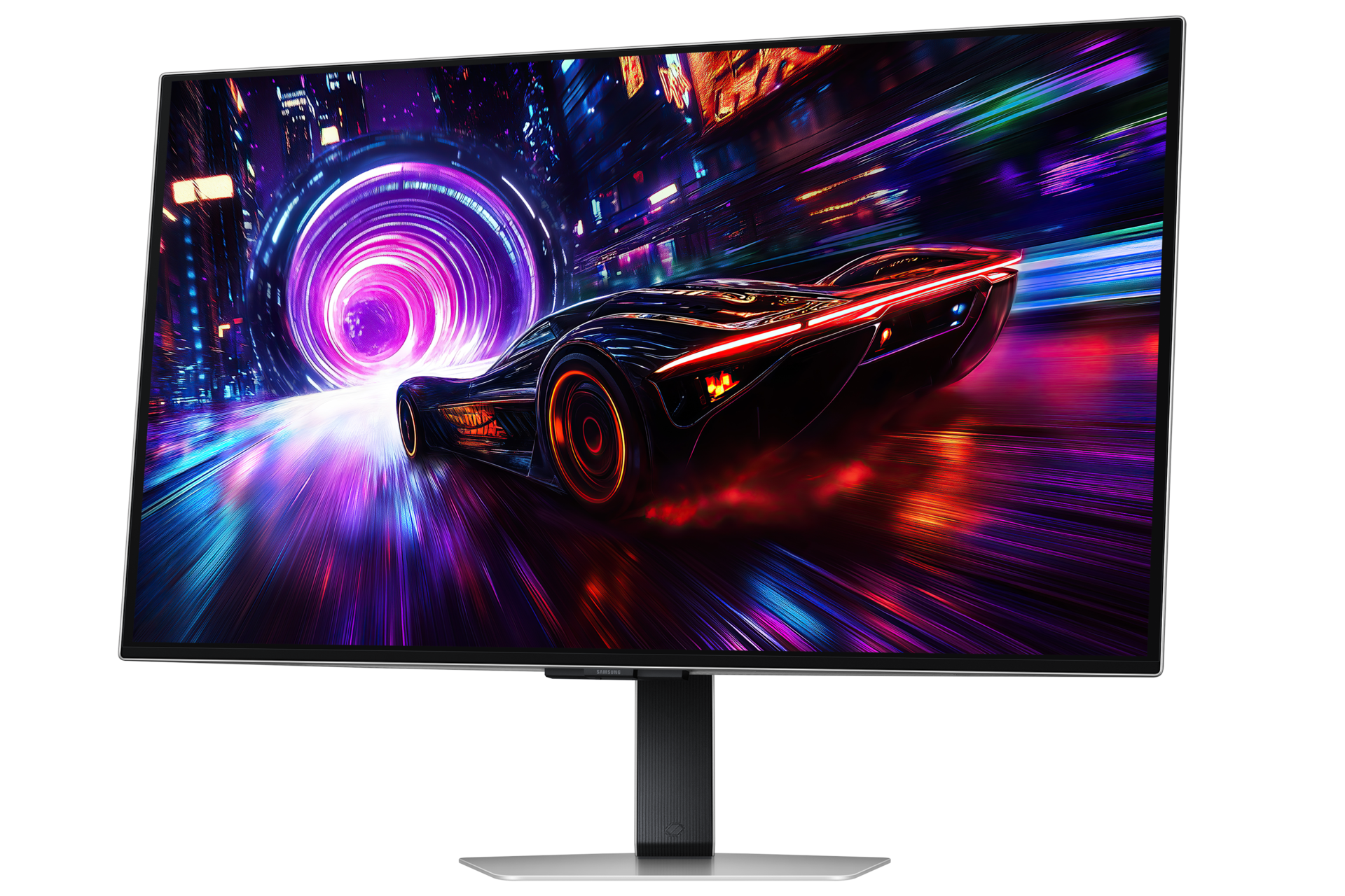 شاشة ألعاب Odyssey OLED G8 طراز G81SF مقاس 32 بوصة بدقة 4K ومعدل تحديث 240 هرتز باللون الفضي مع توضيح التدوير1 