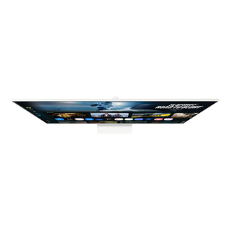 شاشة ذكية من الفئة M7 طراز M70F مقاس 43 بوصة بدقة 4K مع تقنية Samsung Vision AI باللون الأبيض معروضة من الأعلى 