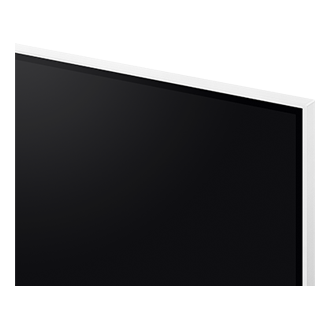 شاشة ذكية من الفئة M7 طراز M70F مقاس 43 بوصة بدقة 4K مع تقنية Samsung Vision AI باللون الأبيض مع إظهار تفاصيل حدود الشاشة 