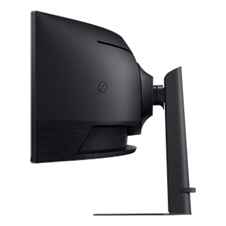 شاشة ألعاب Odyssey G9 طراز G91F مقاس 49 بوصة بدقة DQHD ومعدل تحديث 144 هرتز باللون الأسود معروضة من الجانب الأيمن 