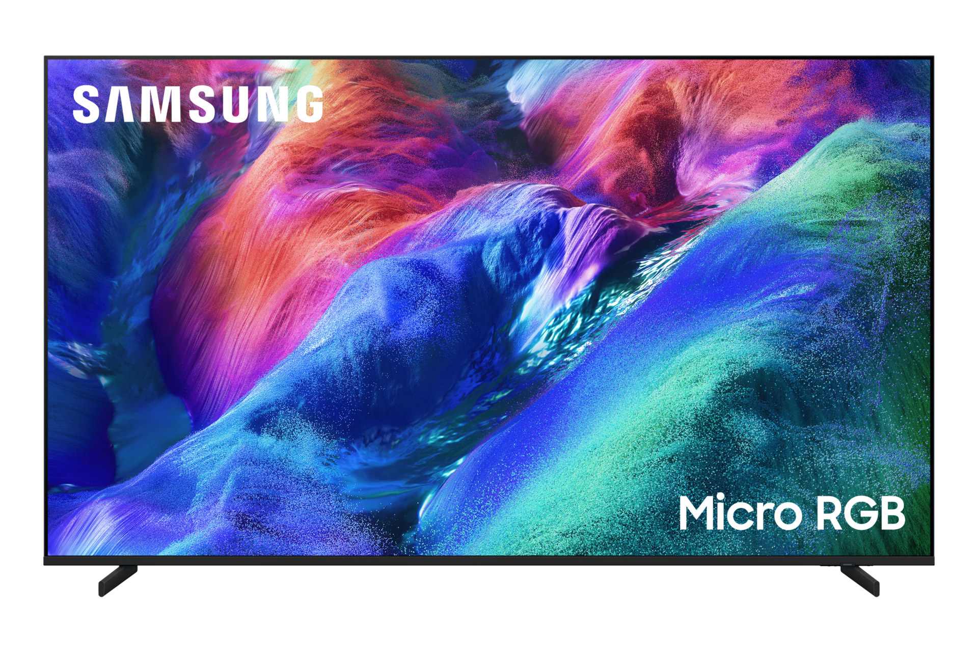 تلفزيون ذكي Micro RGB طراز R85H مقاس {size} بوصة بدقة 4K معزز بتقنية Samsung Vision AI (إصدار عام 2026) بلون أسود تيتانيوم من الأمام2 
