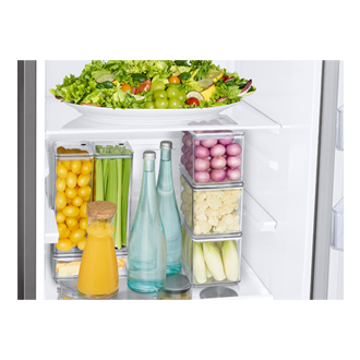 Bottom Mount Freezer with SmartThings AI energy mode and All Around Cooling Detail-2-Step-Foldable-Shelf Refined Inox 