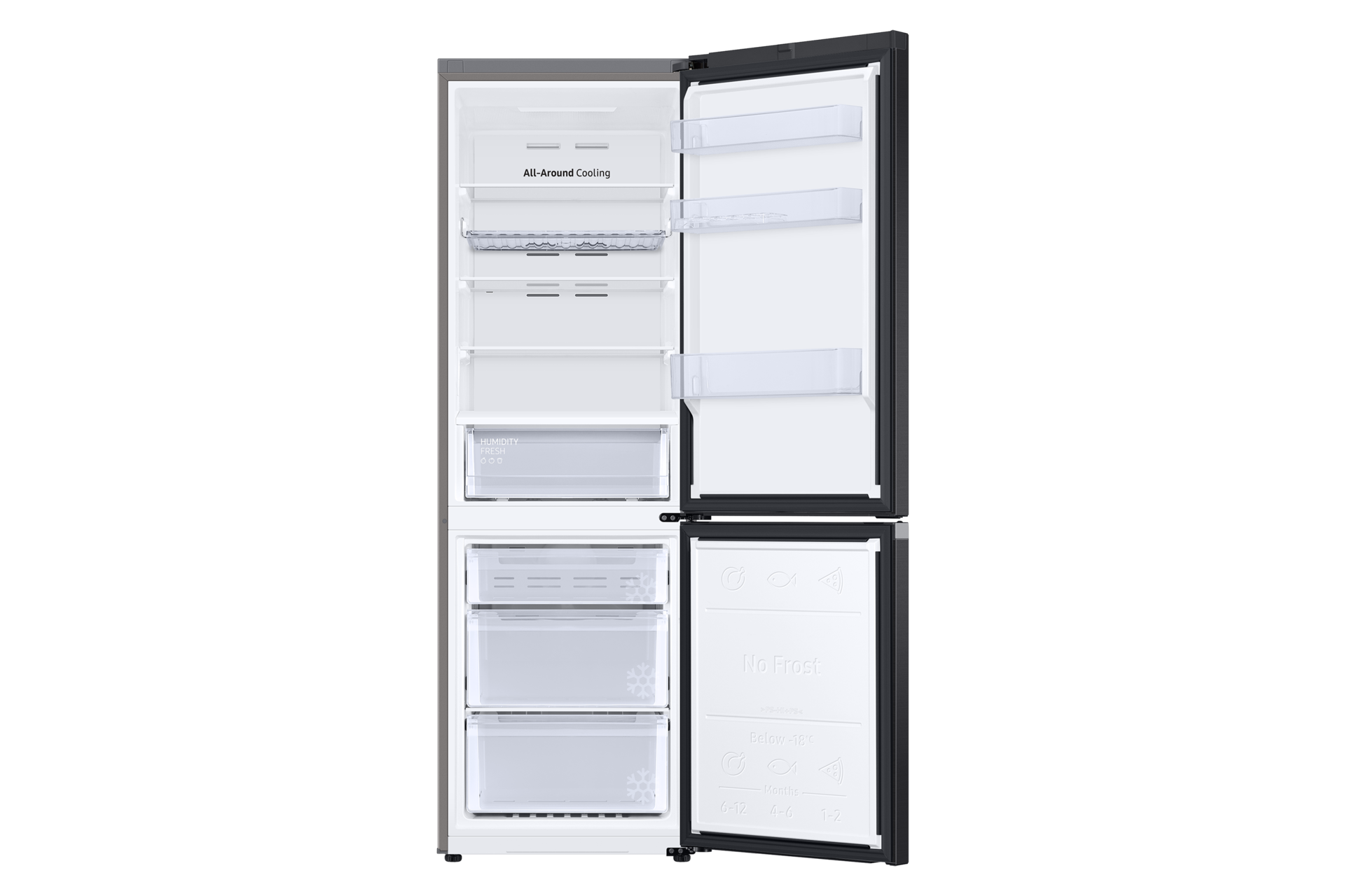 ثلاجة RB7300T ذات الفريزر السفلي مع تقنية SmartThings Energy & SpaceMax™ فتح أمامي أسود