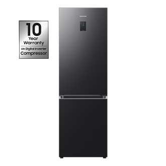 ثلاجة RB7300T ذات الفريزر السفلي مع تقنية SmartThings Energy & SpaceMax™ أمامي أسود