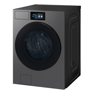 غسالة Bespoke AI Laundry (Combo)  مع خاصية AI Home باللون الرمادي الغامق من منظور أيمن