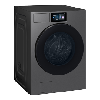 غسالة Bespoke AI Laundry (Combo)  مع خاصية AI Home باللون الرمادي الغامق من منظور أيسر 