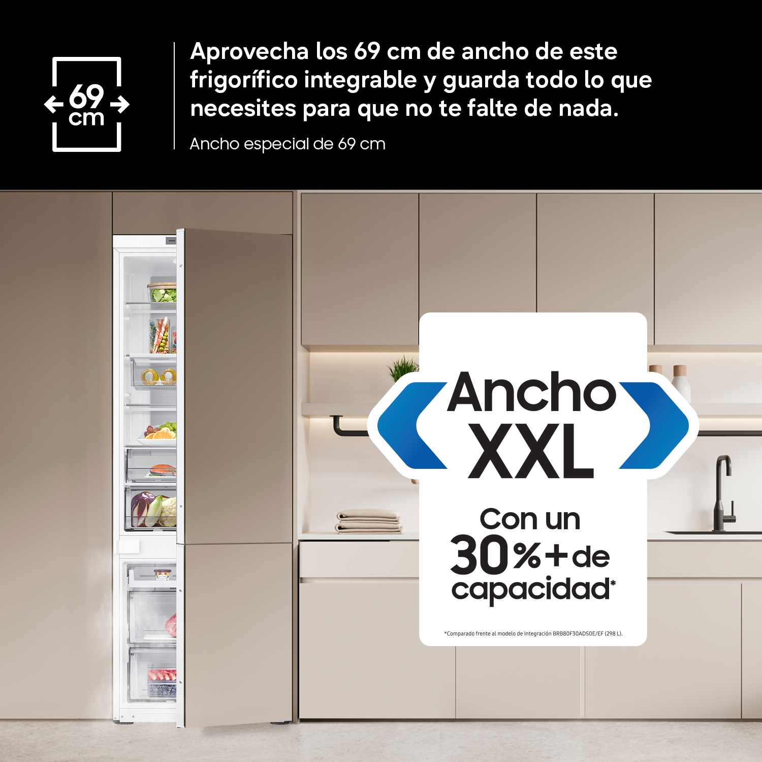 Frigorífico Combi Integrable Bespoke AI 193.5cm 389L Clase D Blanco BRB38G705DWWEF Blanco