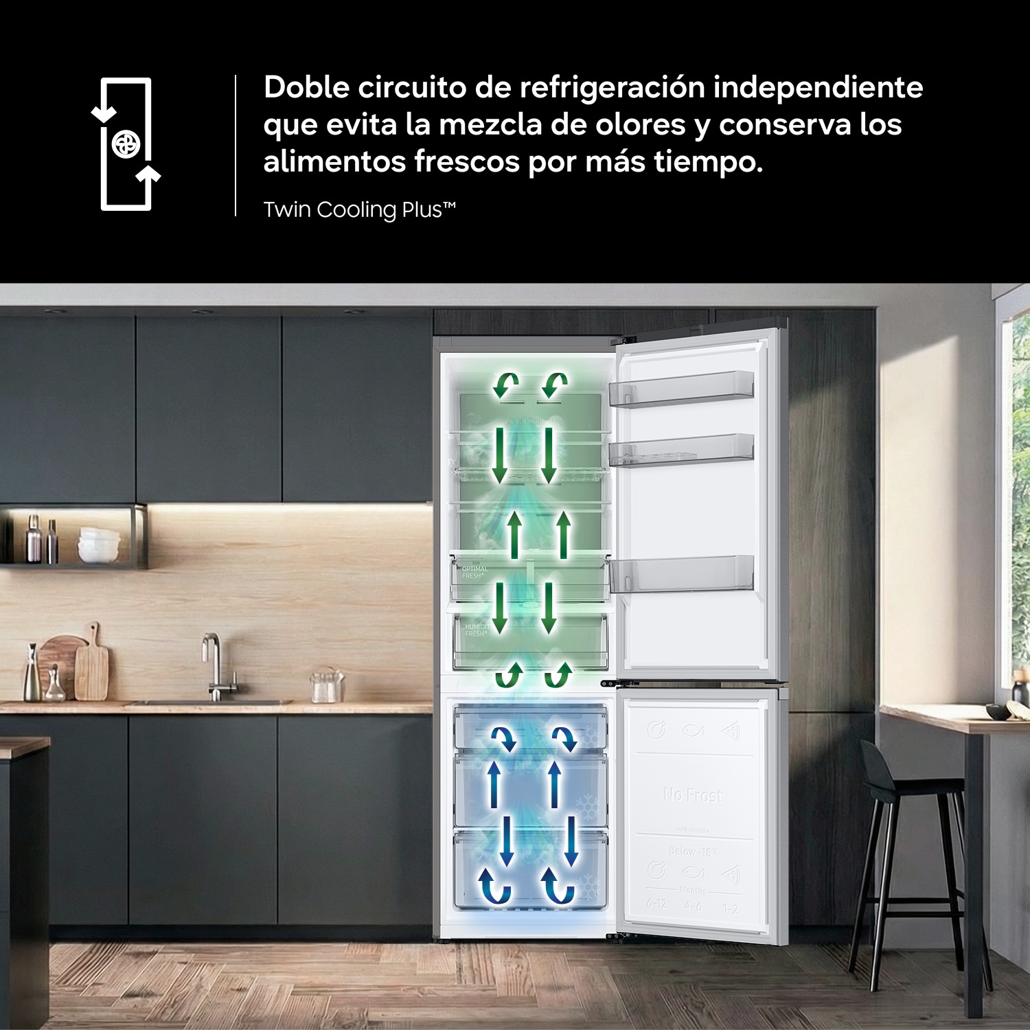 Frigorífico Combi Integrable Bespoke AI 193.5cm 389L Clase D Blanco BRB38G705DWWEF Blanco