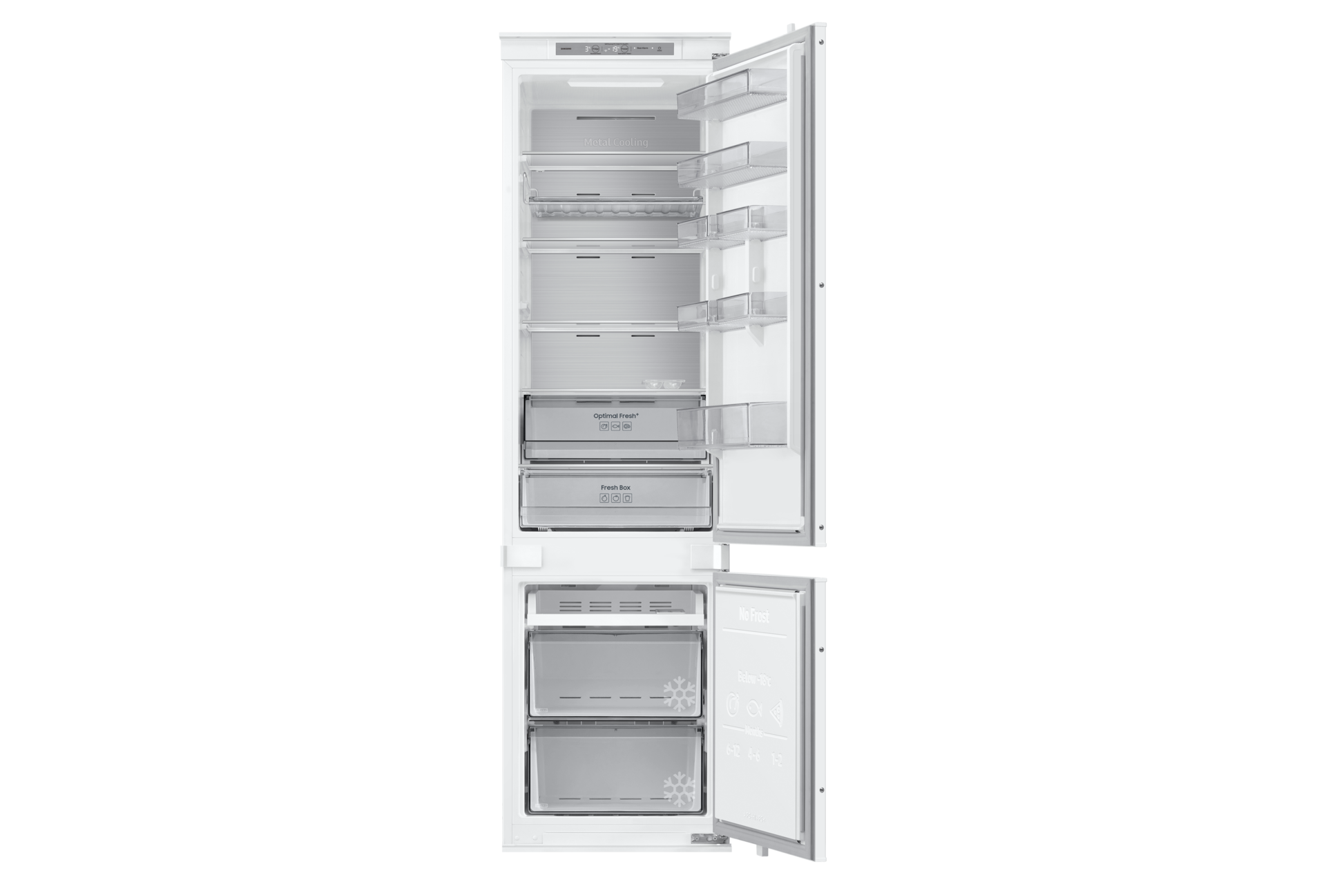 Frigorífico Combi Bespoke AI Integrable 193.5cm 298L Clase D Blanco BRB80F30ADS0/EF Front-Open-Without-Food White 