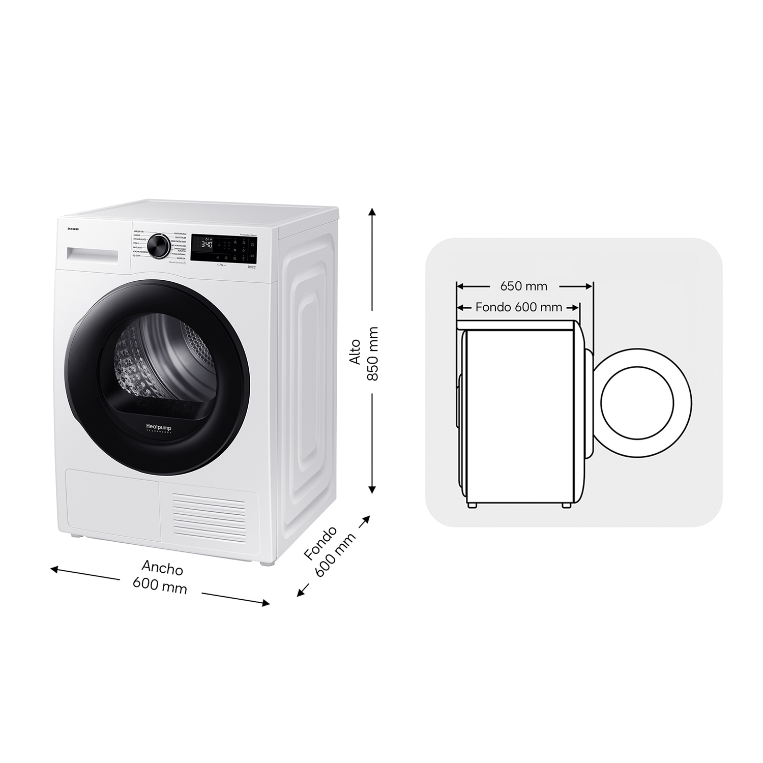 Secadora 9Kg Inteligencia Artificial Clase C Blanca DV90DG52A0AEEC Blanco