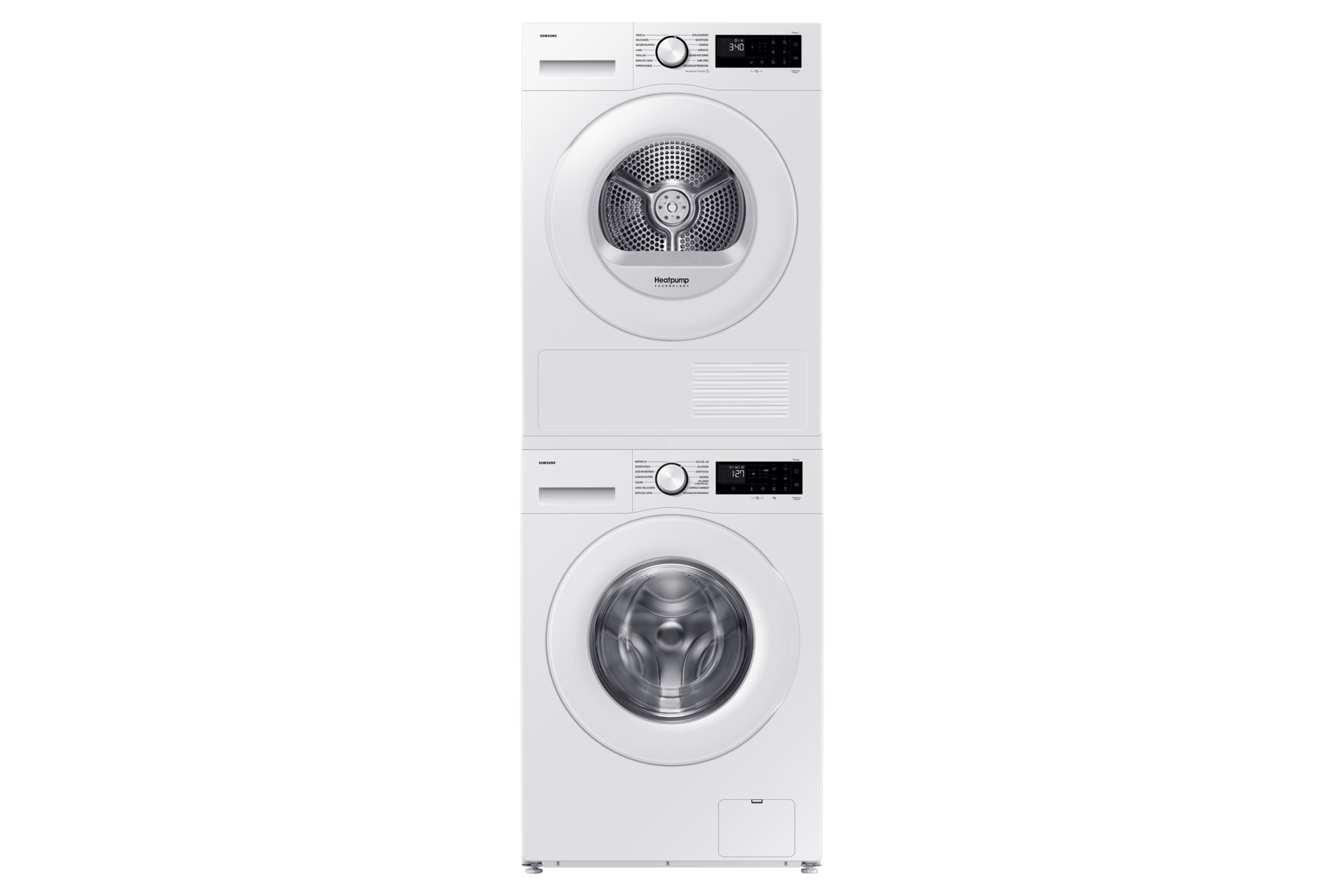 Secadora 9Kg Bomba de Calor Clase C Blanca DV90DG52A0TEEC Stack-Front-Door-Closed White 