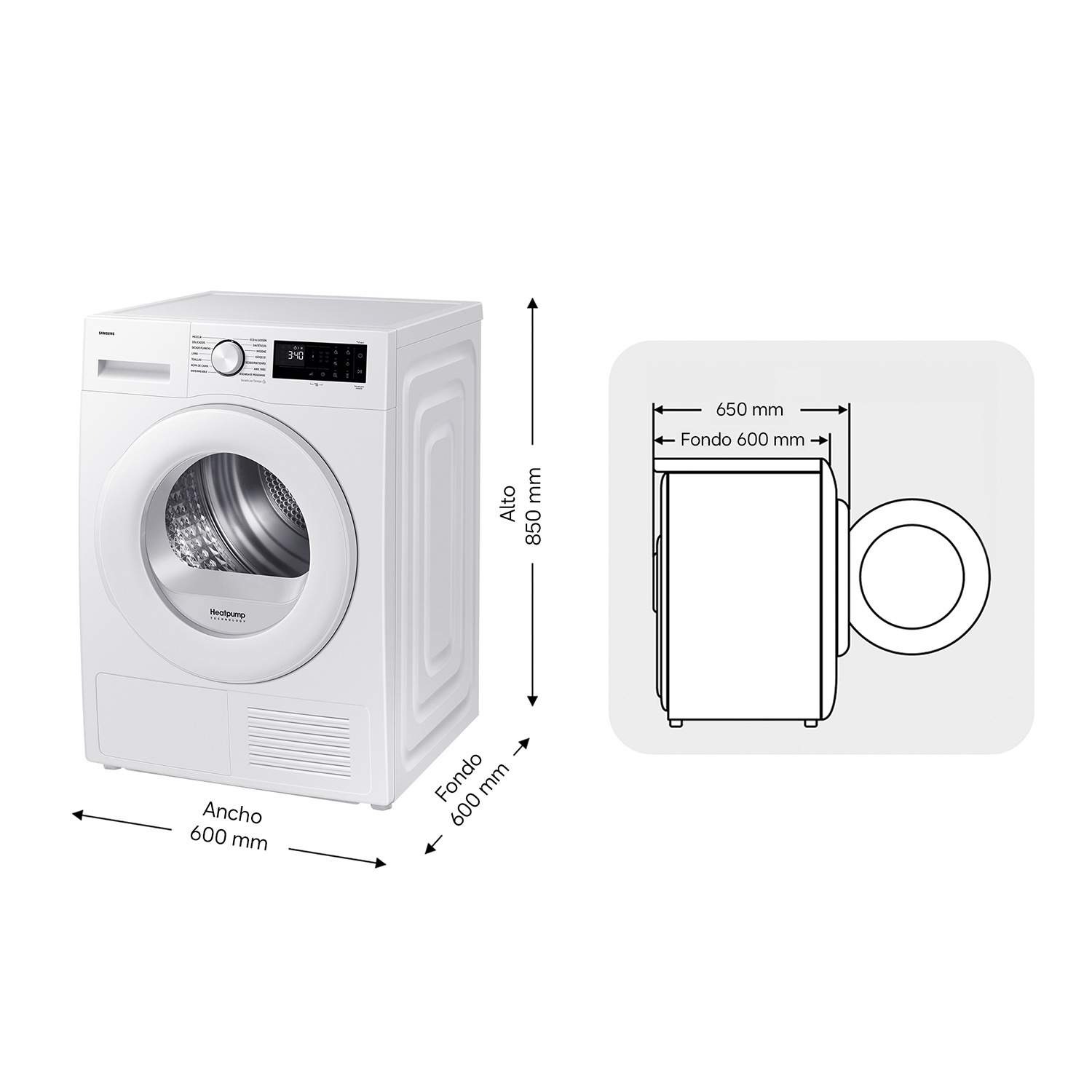 Secadora 9Kg Bomba de Calor Clase C Blanca DV90DG52A0TEEC