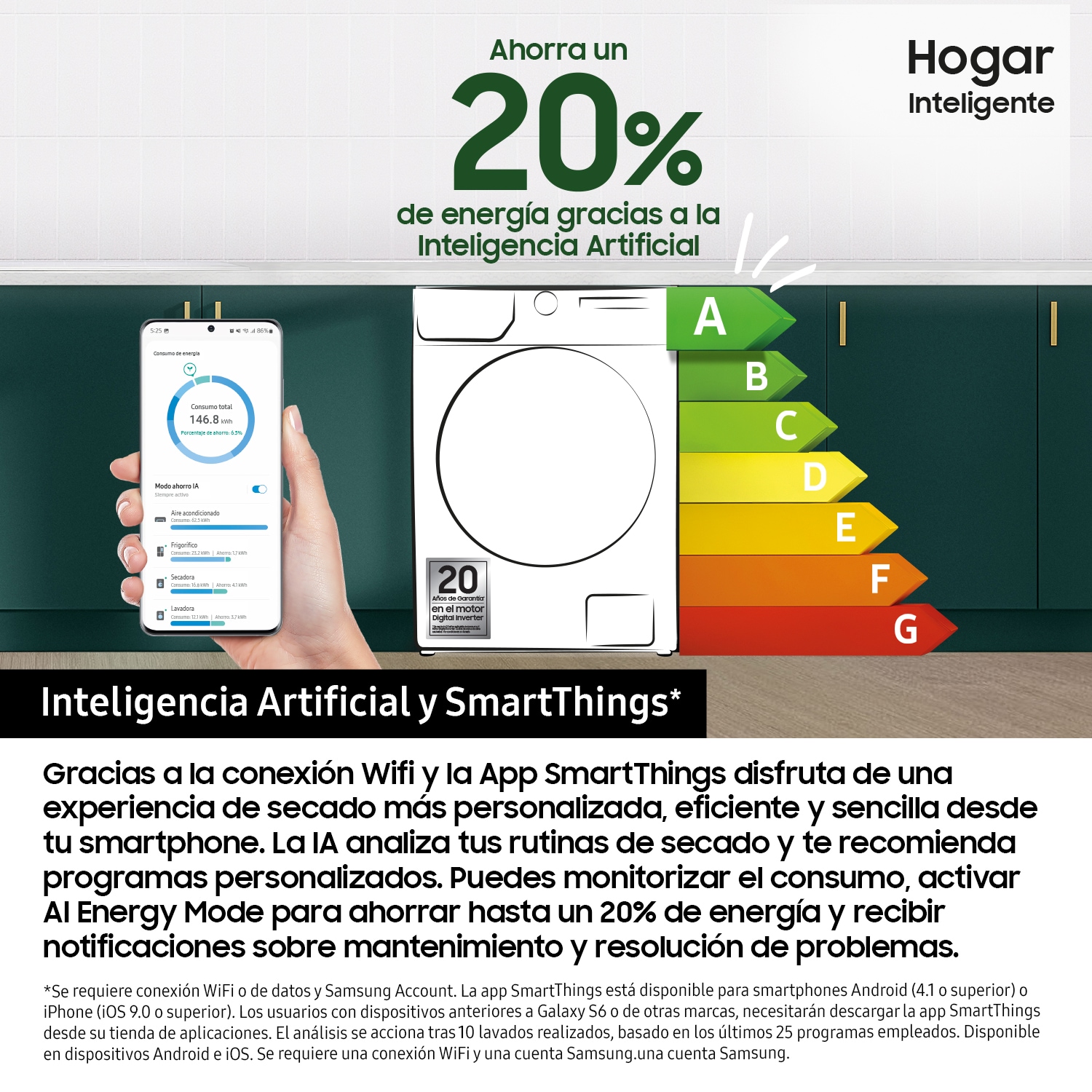 Secadora 9kg AI Dry+ A Blanca DV90DG6845LEU3 Blanco