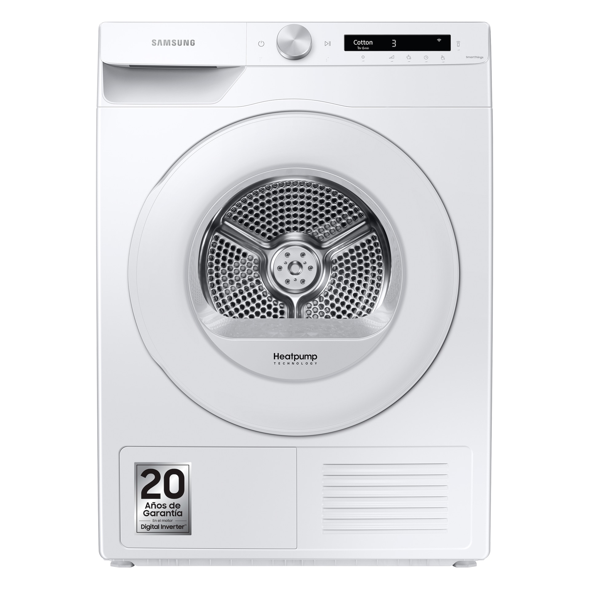 Secadora Condensación - Samsung DV90BBA245AWEC, Bomba de Calor, 9 Kg,  Vapor, Wifi, Blanco