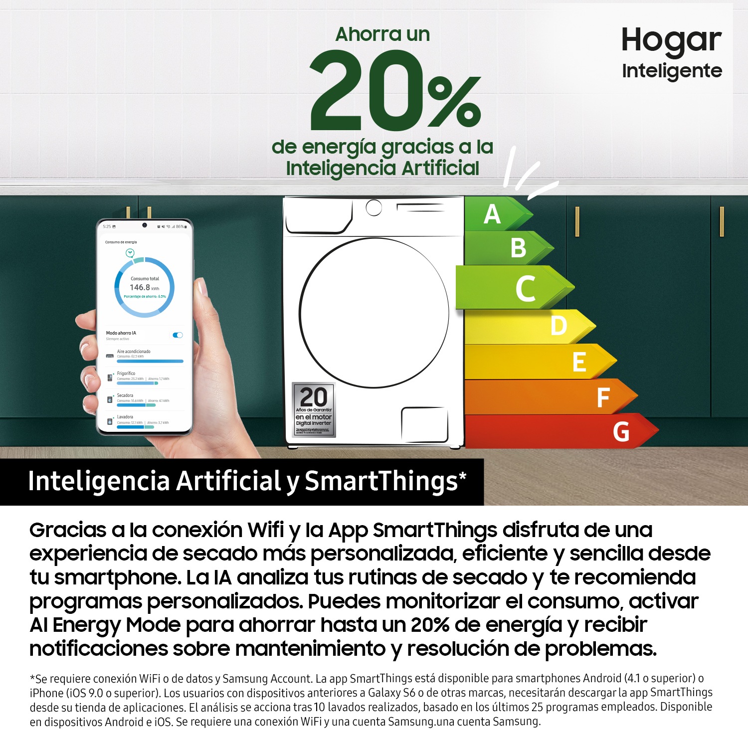 Secadora 9kg Serie 60 Clase C Blanca DV90T6240HE White