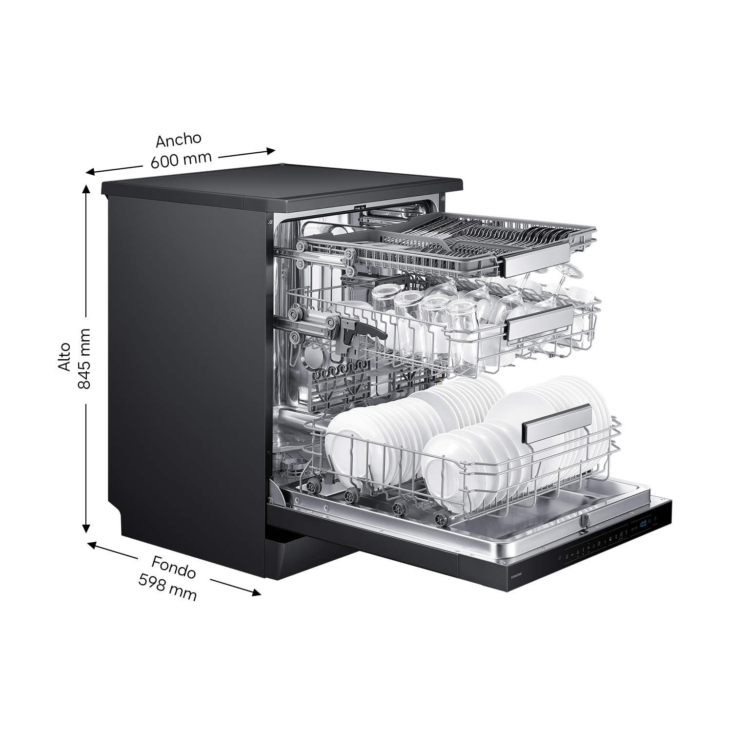 Lavavajillas Libre Instalación AI 60cm 14 cubiertos Clase C Negro DW70H73YCFEU1 ​ ​ Black