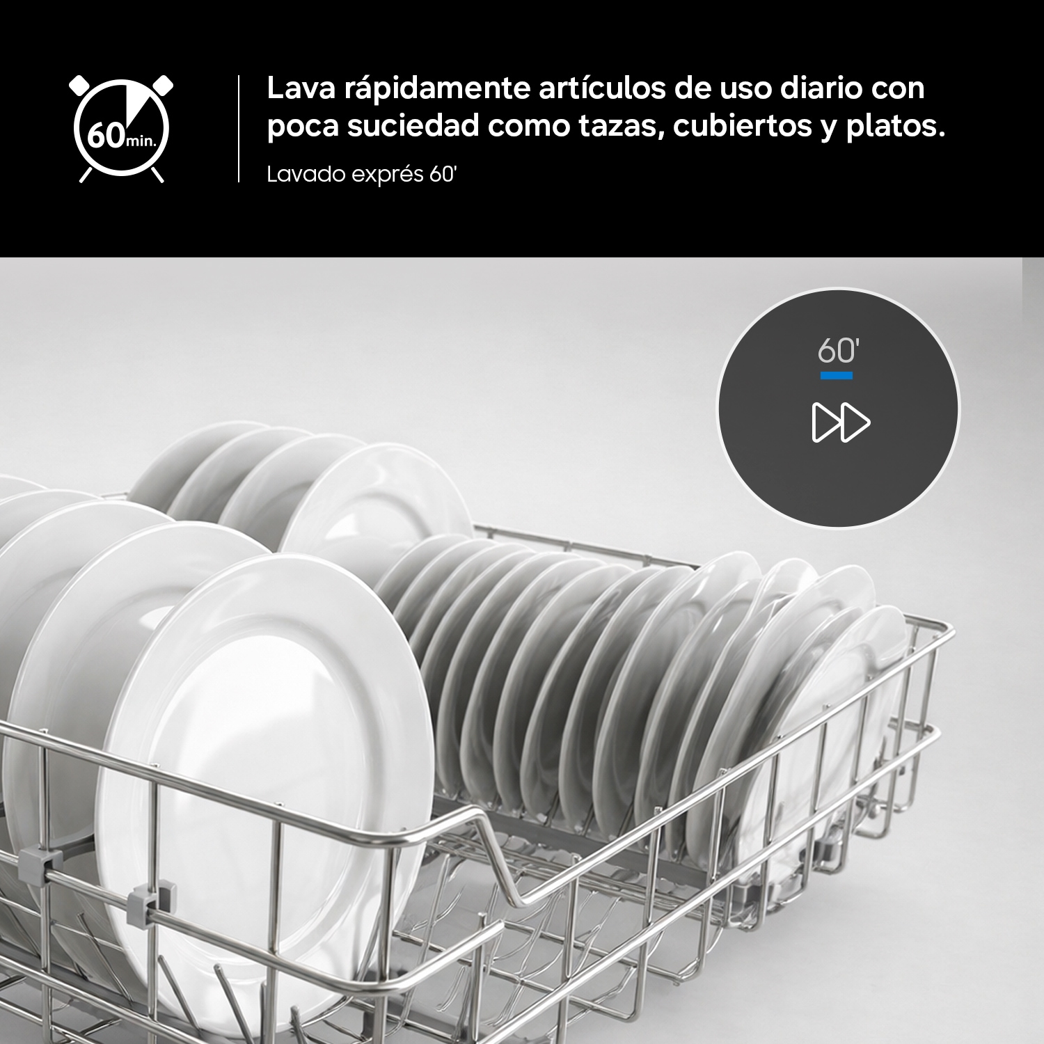 Lavavajillas Libre Instalación AI 60cm 14 cubiertos Clase C Negro DW70H73YCFEU1 ​ ​ Black