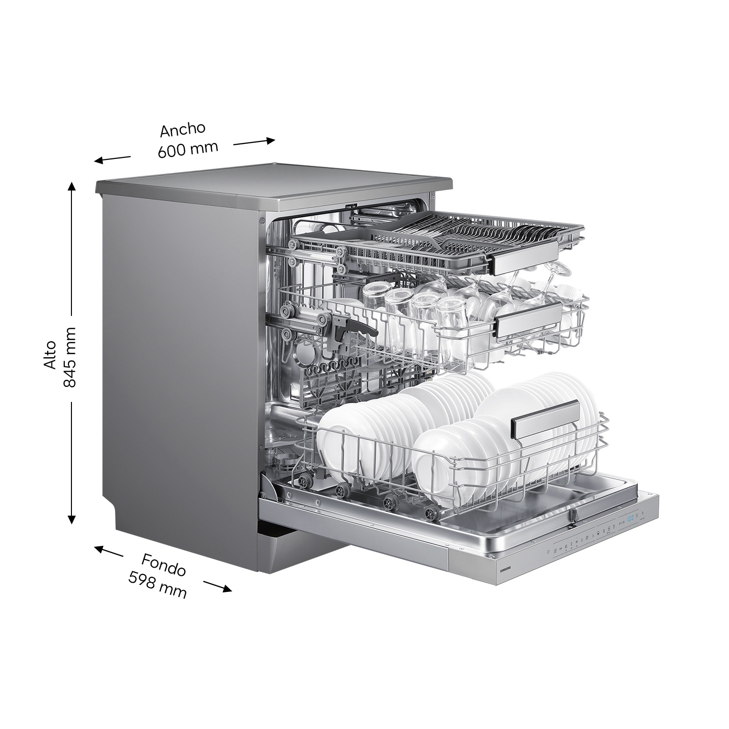 Lavavajillas Libre Instalación AI 60cm 14 cubiertos Clase C Inox DW70H73YCFRU1 ​ ​ Inox