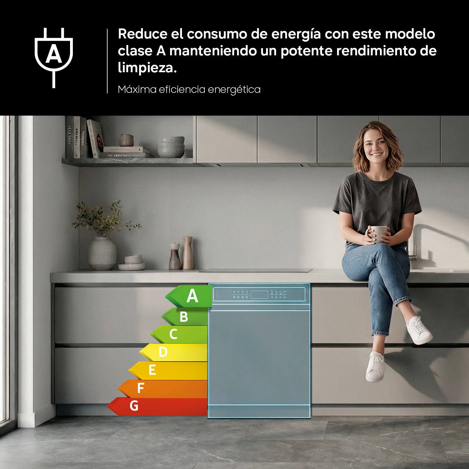 Lavavajillas Libre Instalación Bespoke AI 60cm 14 cubiertos Clase A Negro DW80H73YAFFU1 ​ ​ Negro