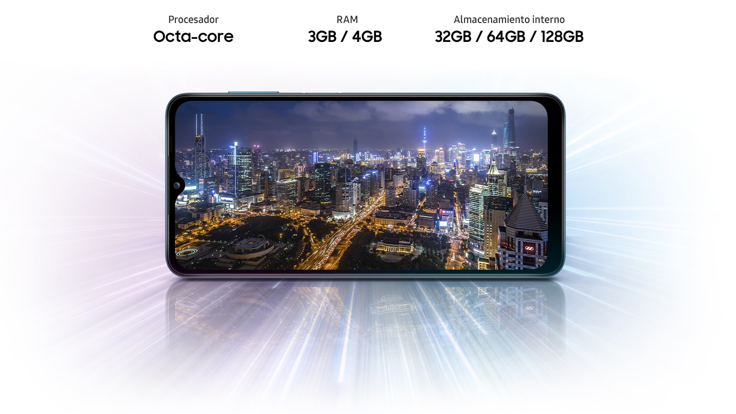 A12 shows night view of city, indicating device offers Octa-core processor, 3GB/4GB/6GB of RAM, 32GB/64GB/128GB of ROM