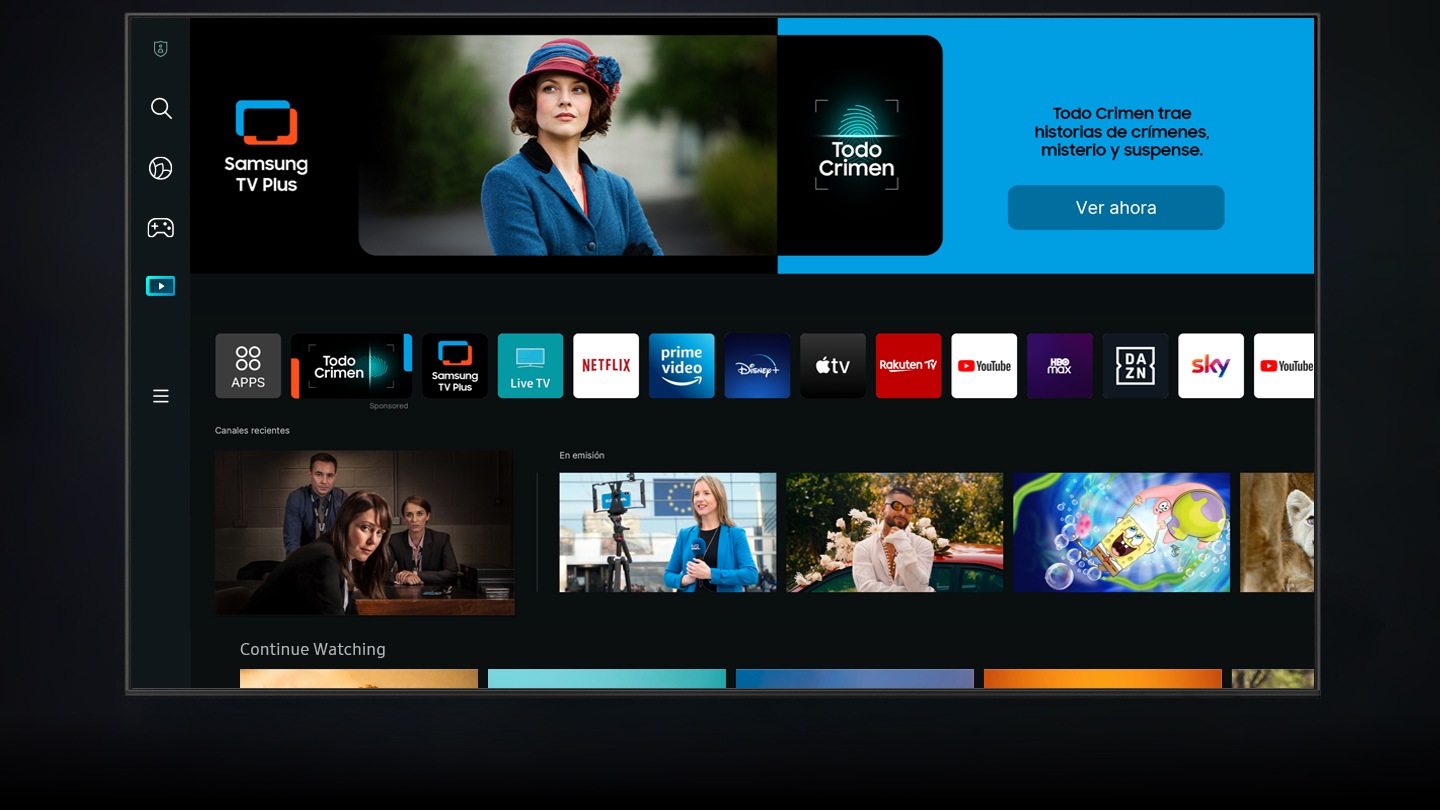 The new Smart Hub UI is displayed to show a wide variety of OTT services and contents being serviced.