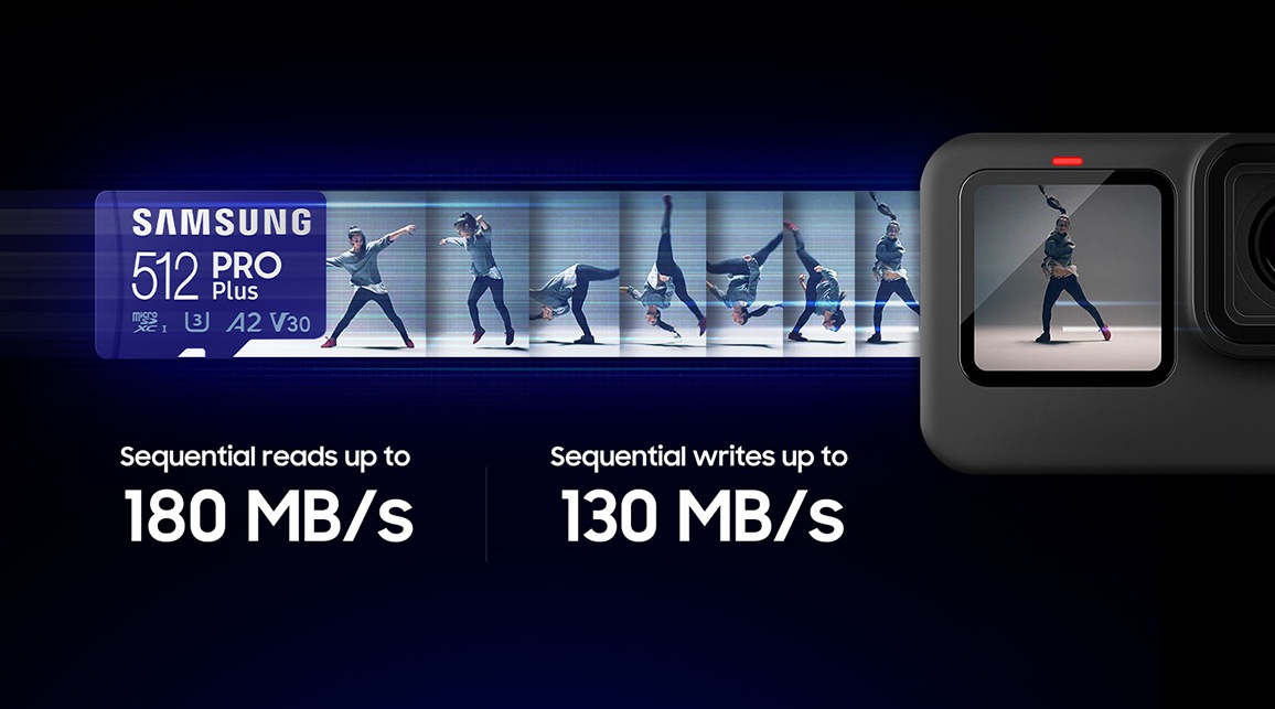 Shoot more and faster, flawlessly. Stunningly fast U3, Class10 rated read/write speeds of up to 180/130MB/s¹let you smoothly take and transfer masses of photos². 4K videos stay with UHS-I, V30 rated speeds.With an A2 rating, you can store even more active apps and games.