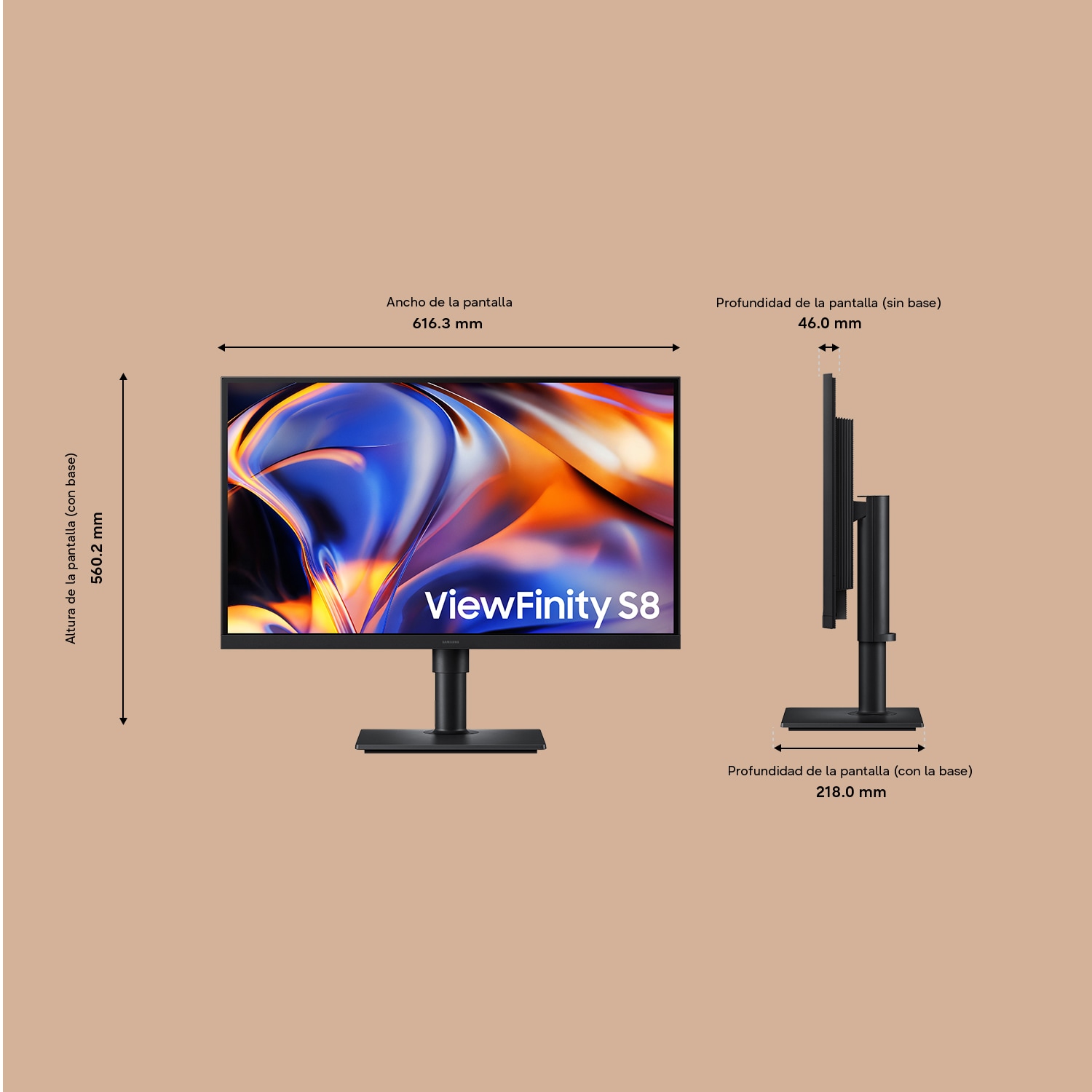 Monitor Profesional ViewFinity S8 27" S80HF 5K HDR10 60Hz Plano Negro
