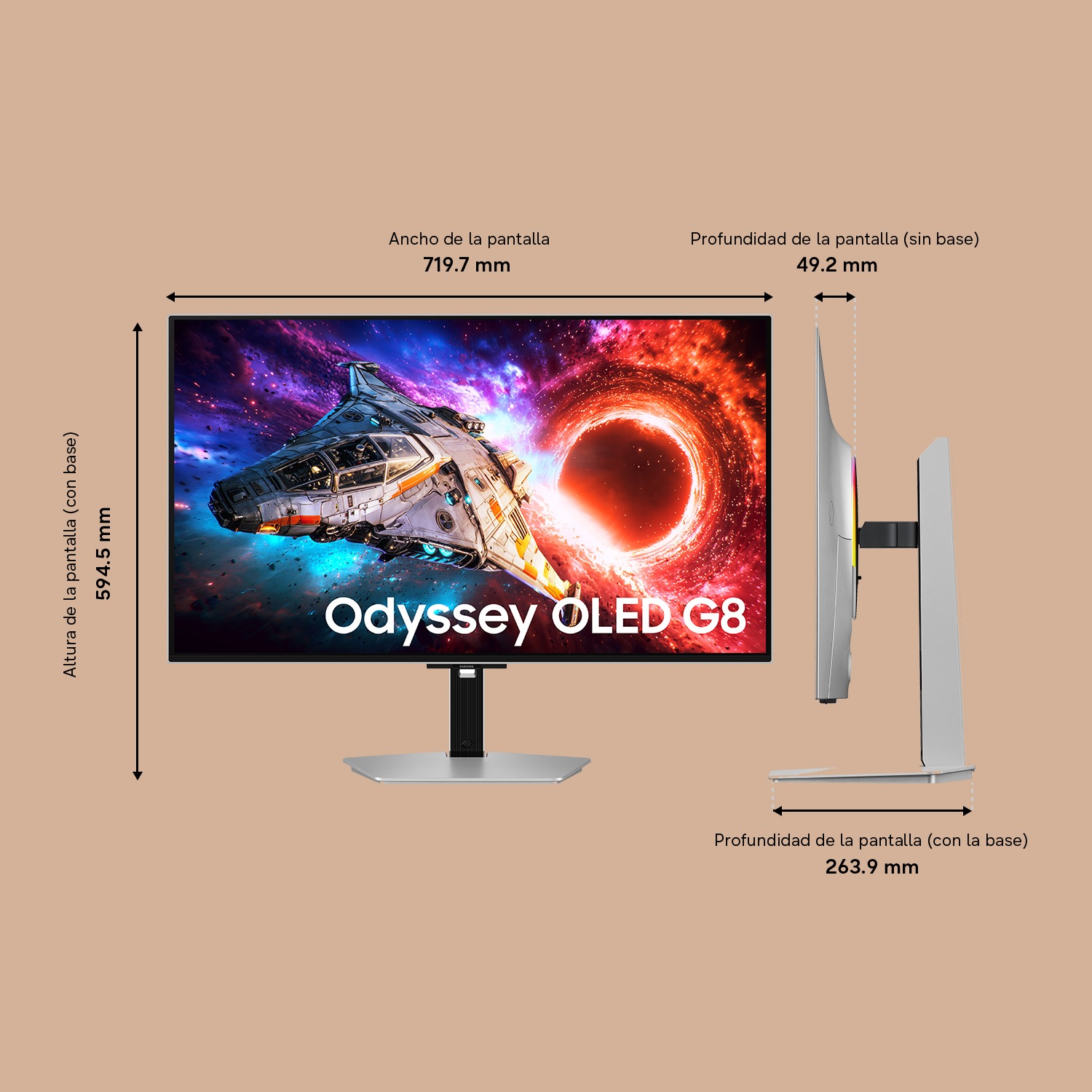 27/32 Inch Odyssey OLED G8 G80SH 4K 240Hz Gaming Monitor Tilt1 Silver 