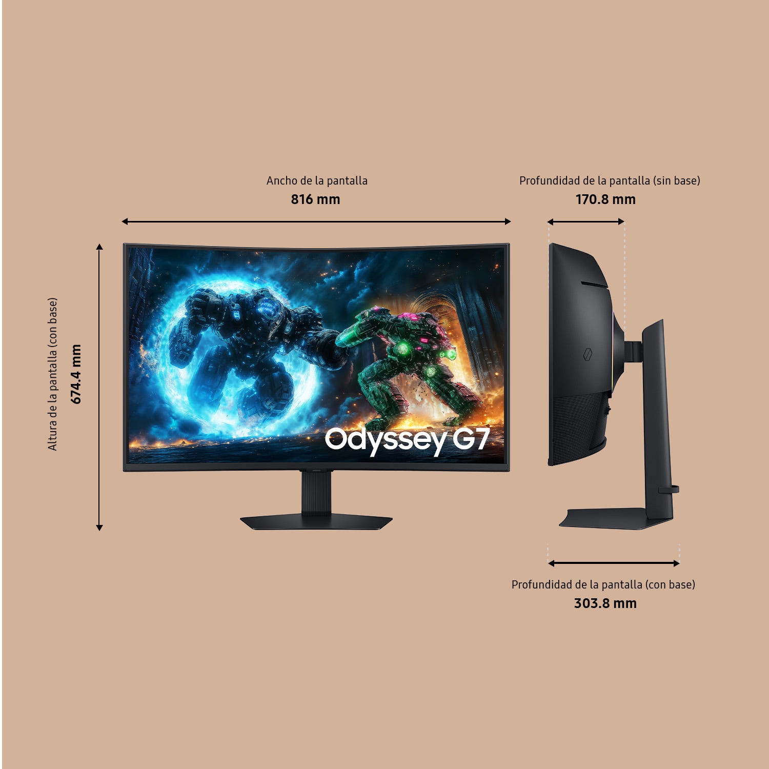 37" Odyssey G7 G75F 4K 165Hz Gaming Monitor LS37FG750EUXEN Negro