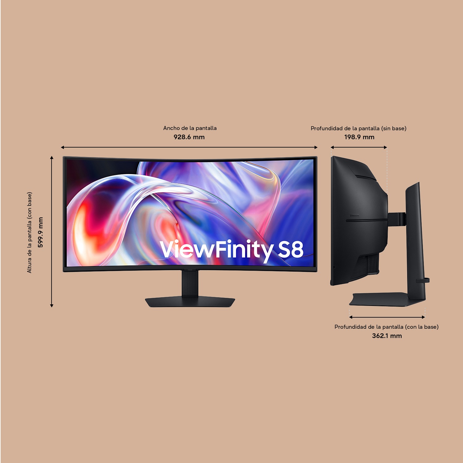 Monitor ViewFinity 40 S8 S85TH  5K2K WUHD 144Hz Curvo Black