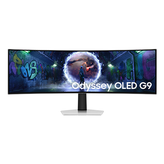 49" Odyssey OLED G9 G93SD DQHD 240Hz Gaming Monitor Front Silver 