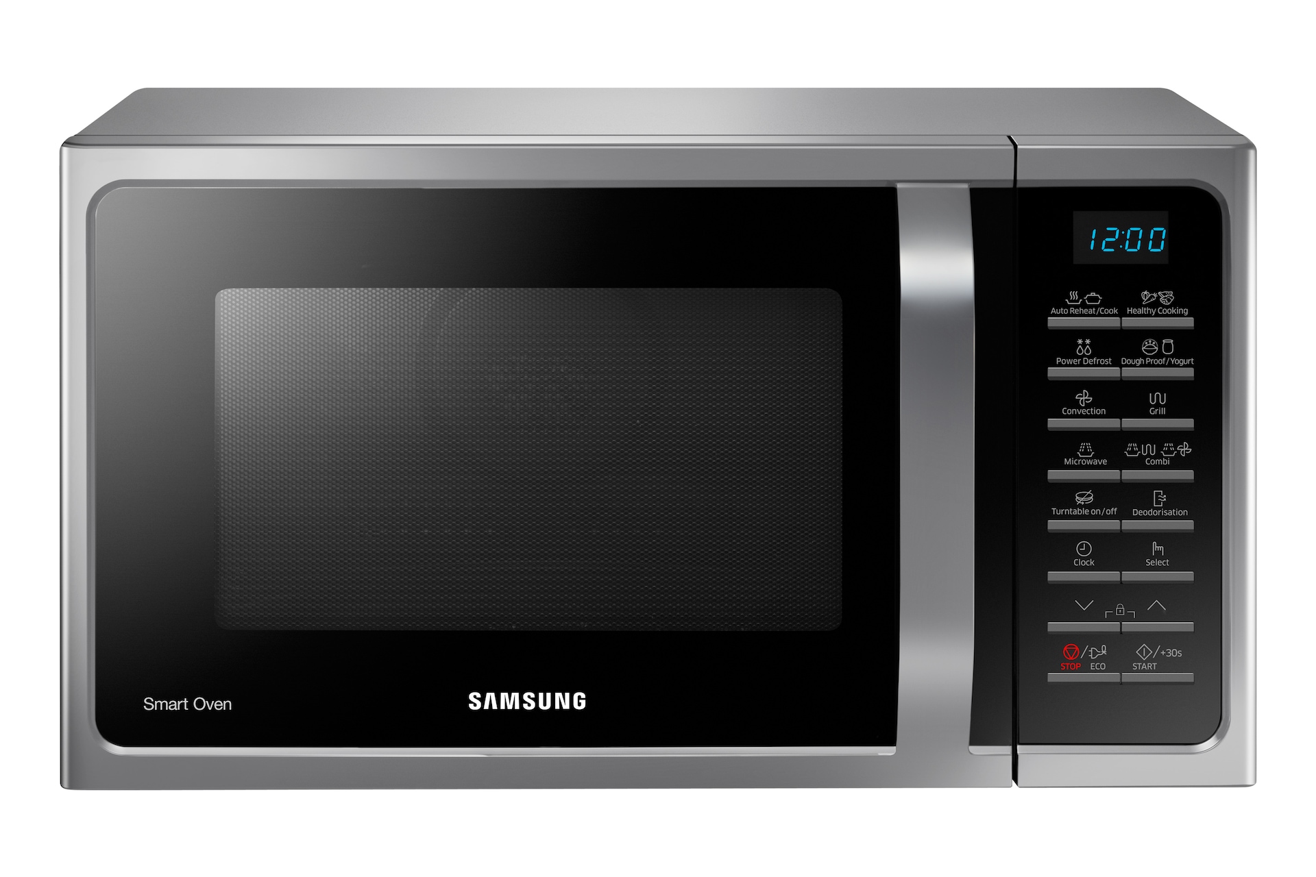 Samsung Microondas Mc28h5015cs encimera combinado 28 l 900w botones aluminio grill acero inoxidable color plata y negro 28l