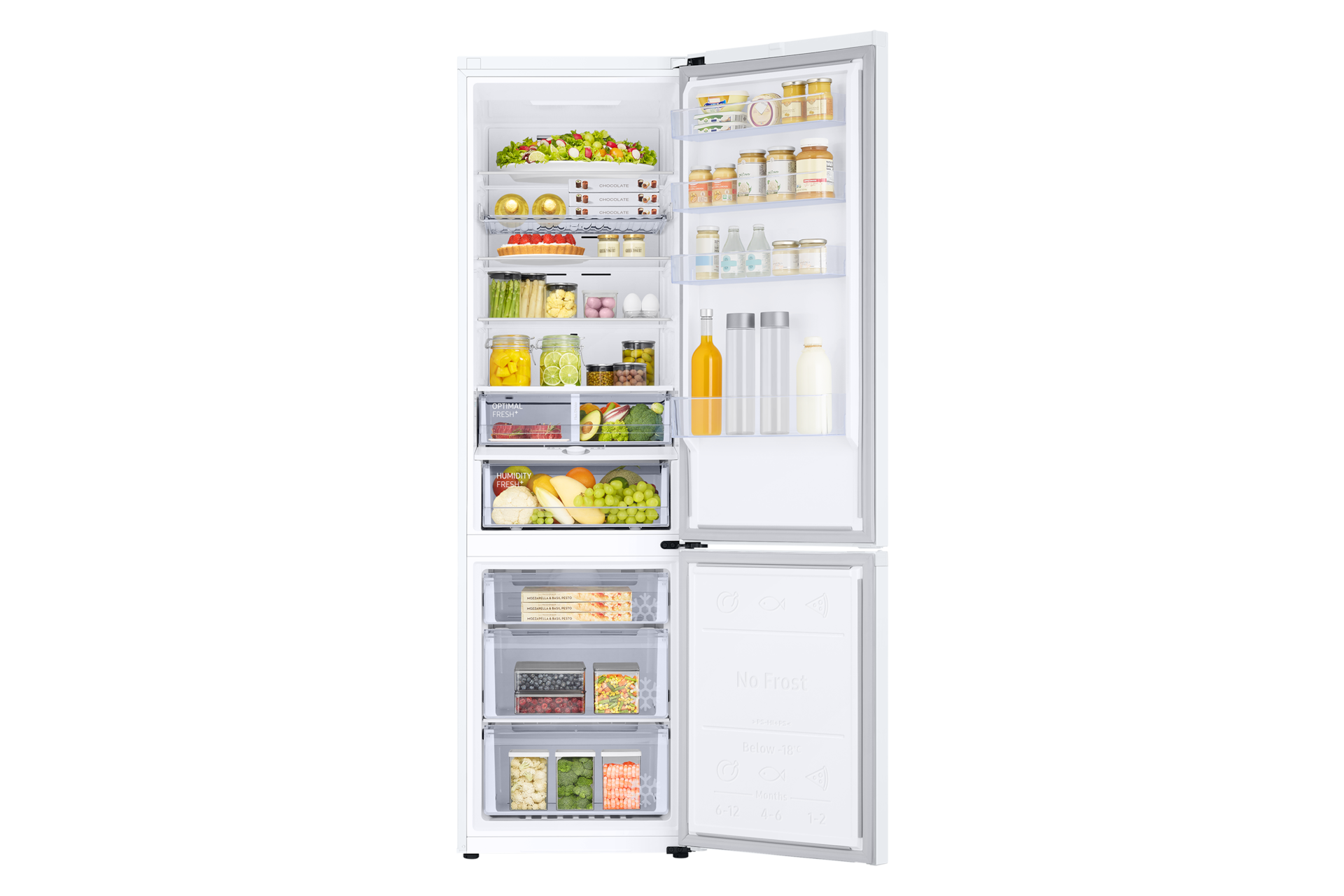 Frigorífico Combi 2m 390L Blanco con Smart AI RB38C605CWW Front-Open-with-food White 