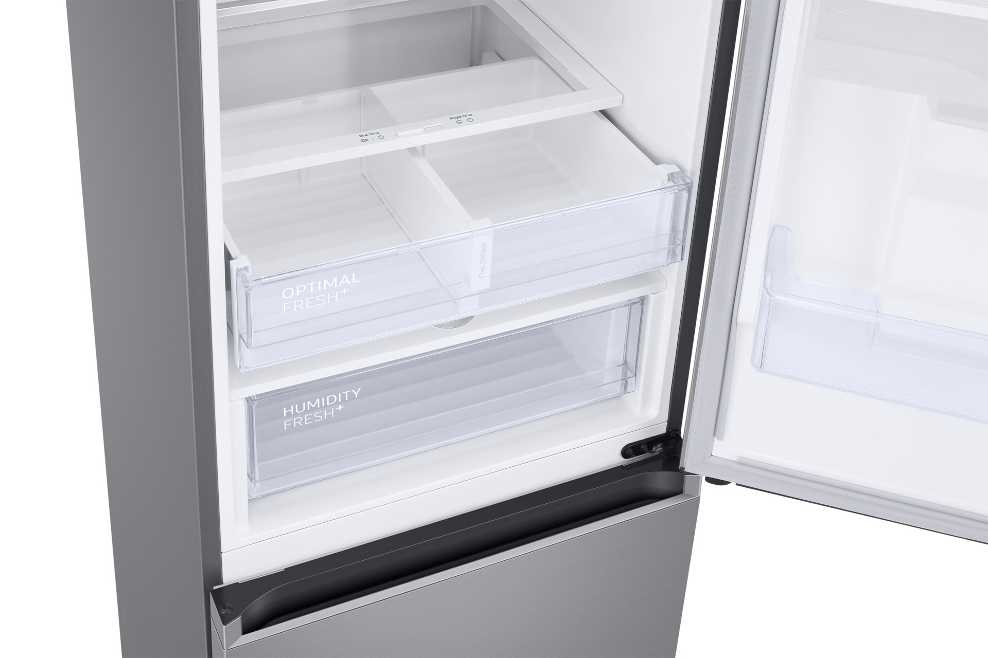 Frigorífico Combi 2,03m 386L Inox Clasificación Energética D y Smart AI - RB38C655DS9/EF Detail-2Temp-Zone1 Silver 