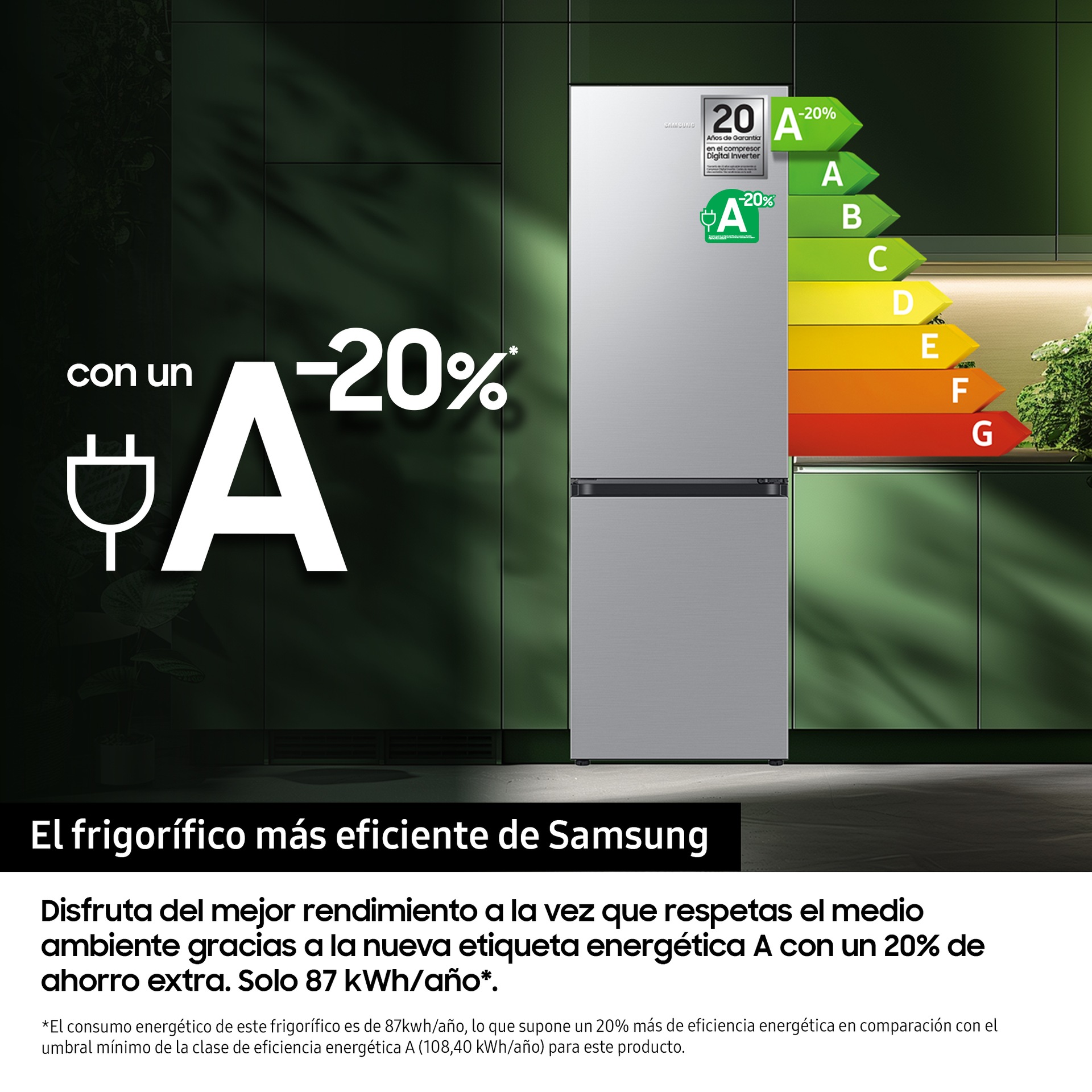 Frigorífico Combi Bespoke AI 203cm 387L Clase A Inox RB38C7AGWS9/EF Inox refinado