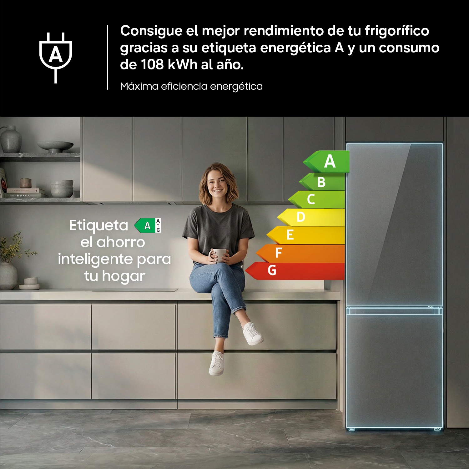 Frigorífico Combi Bespoke AI 203cm 387L Clase A Grafito RB38C7B6AB1/EF Grafito