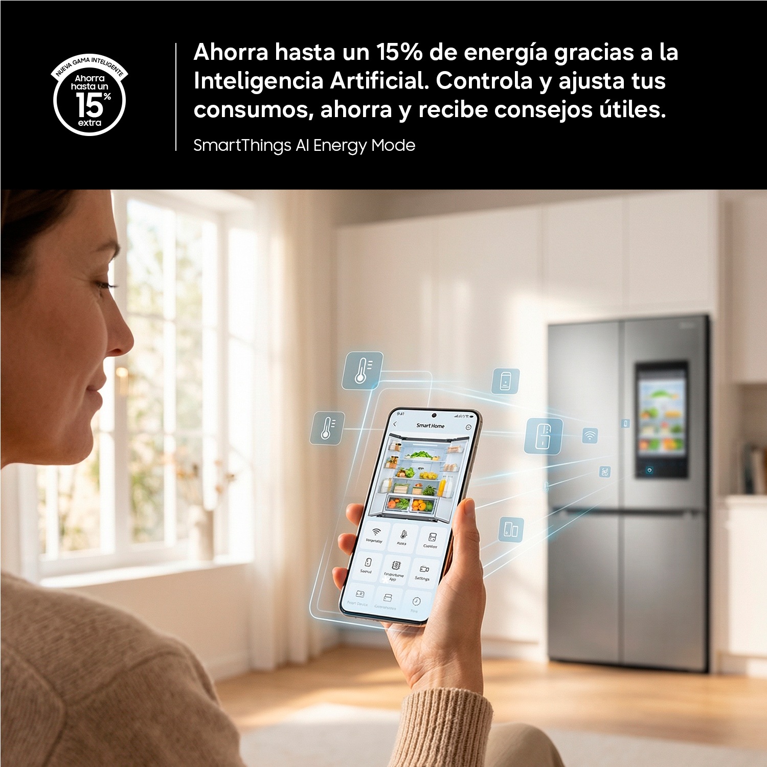 Frigorífico Combi Bespoke AI 203cm 387L Clase A Grafito RB38C7B6AB1/EF Grafito