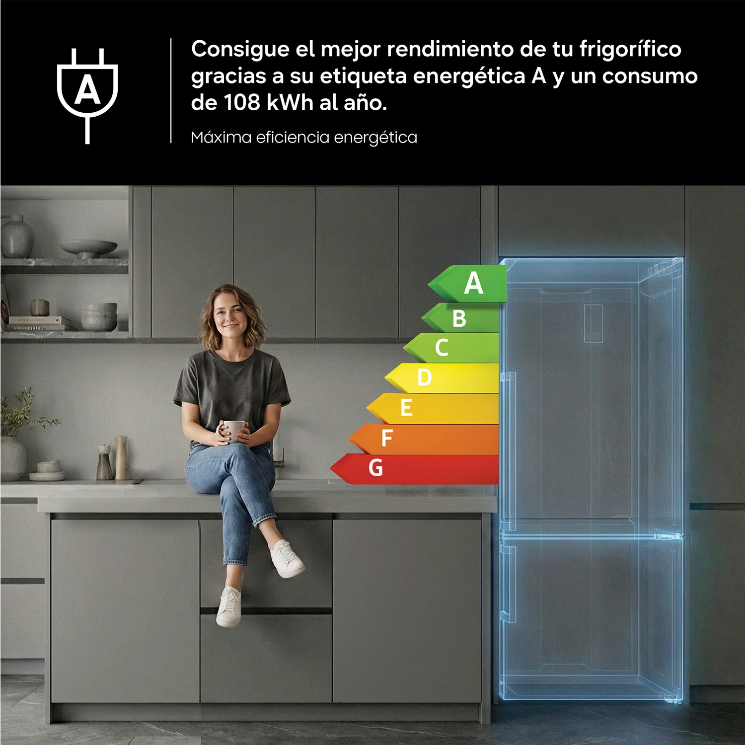 Frigorífico Combi Bespoke AI 203cm 387L Clase A Inox RB38C7B6AS9/EF Inox