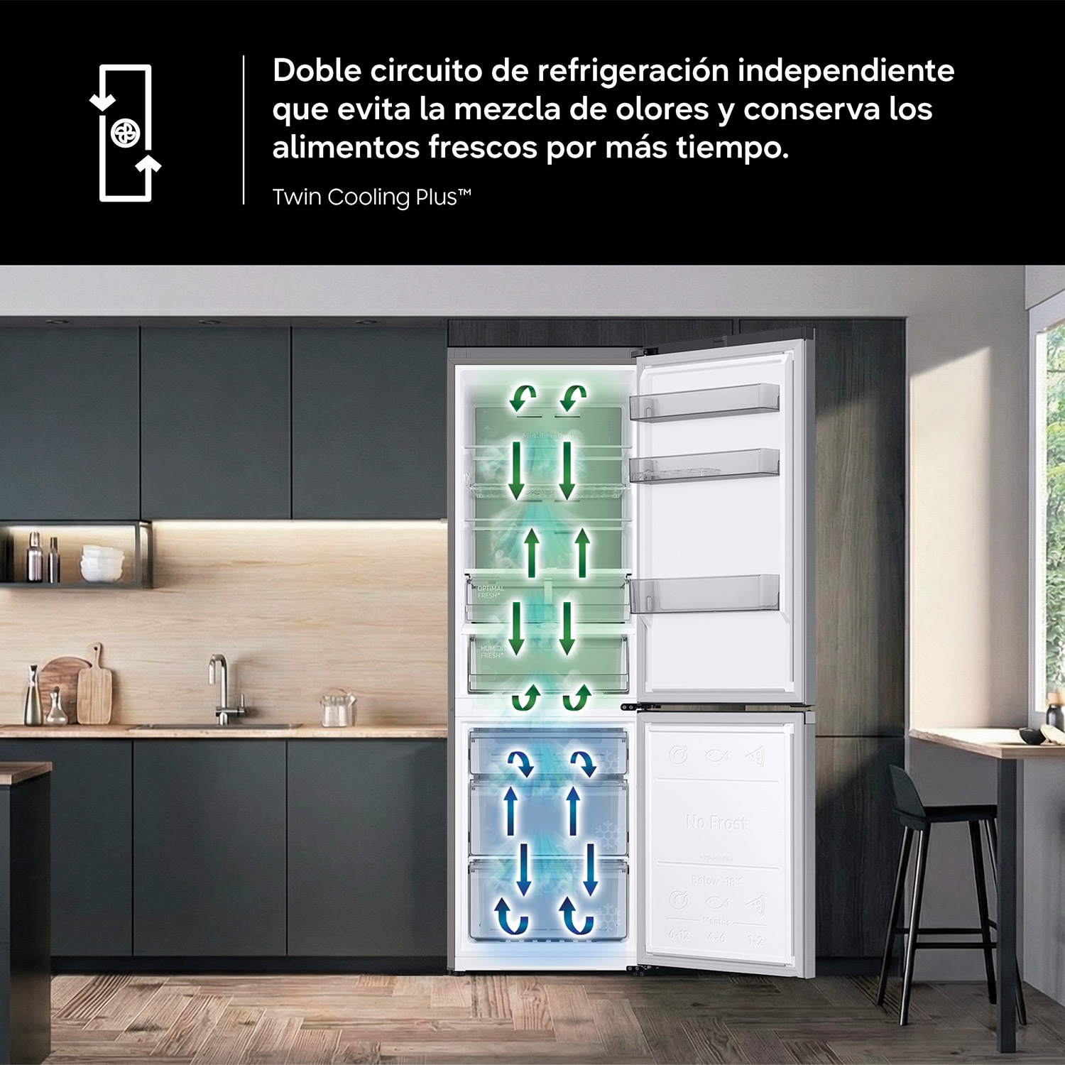 Frigorífico Combi Bespoke AI 203cm 387L Clase A Inox RB38C7B6AS9/EF Inox