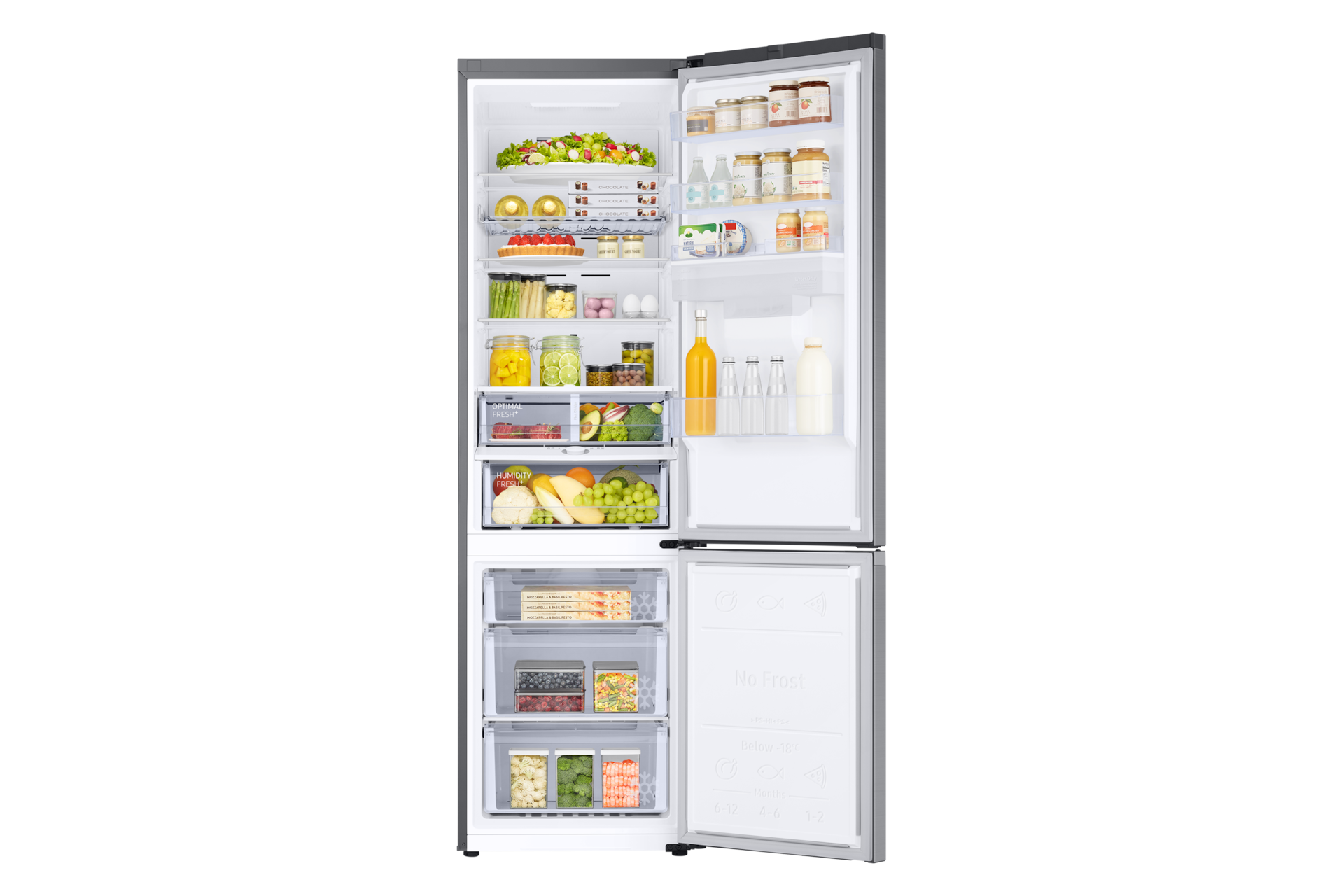 Frigorífico Combi 386L Inox 2M Clasificación Energética D RB38T655DS9 Front-Open-with-food Silver 