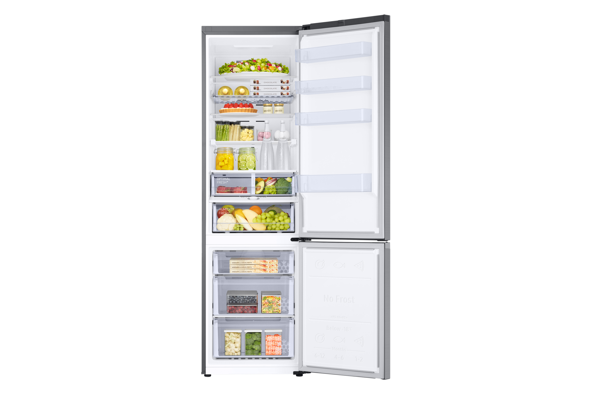 Frigorífico Combi 390L Inox 2M Clasificación Energética C RB38T676CS9 Front-Open-with-food Silver 