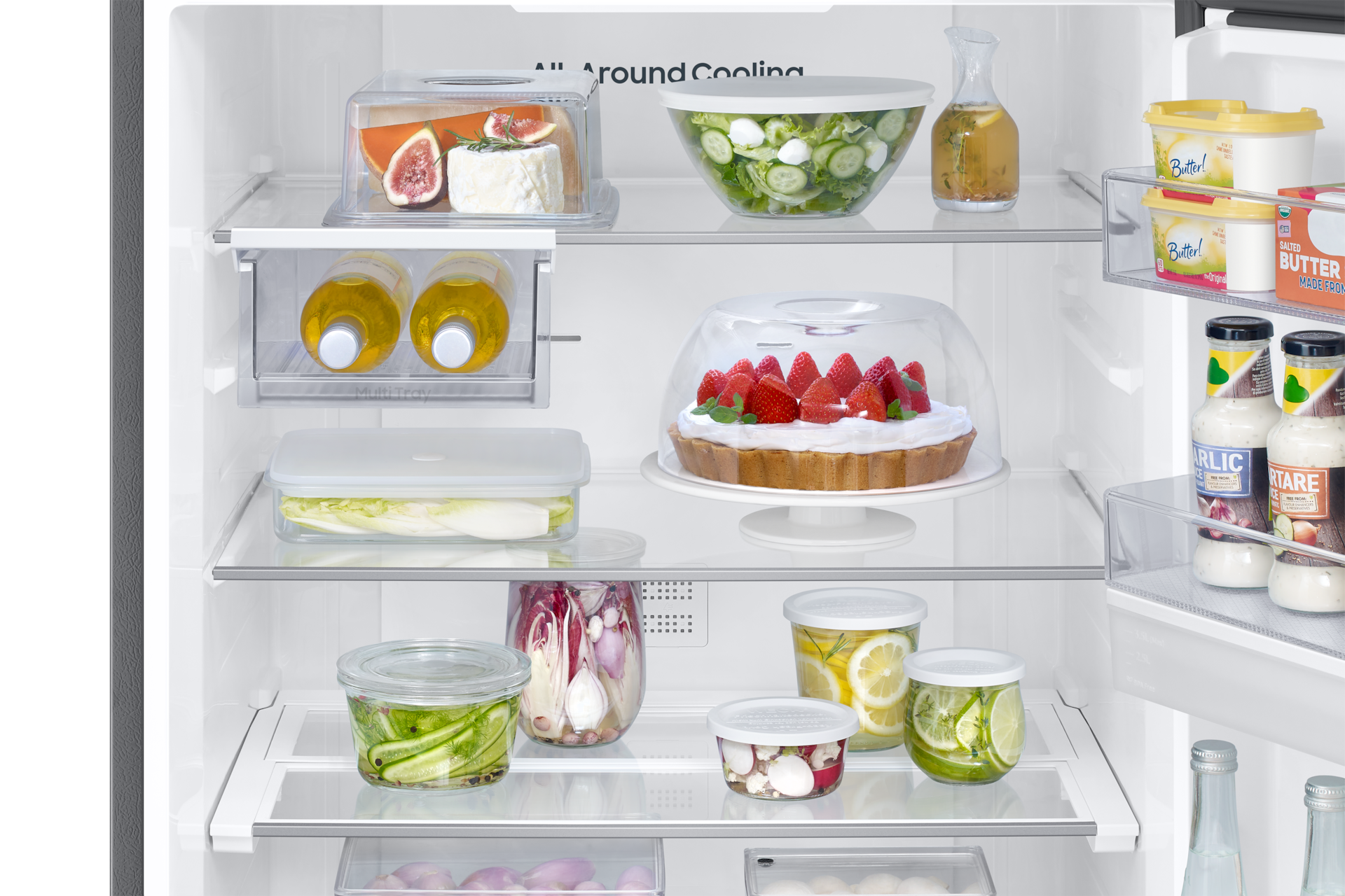 Frigorífico Combi Bespoke AI 192cm 505L Clase E Inox RB50DG632ES9EF Detail-Shelf Refined Inox 